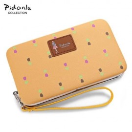 PIDANLU FLOWER PATTERNS MULTIFUNCTION WOMEN CLUTCH WALLET (YELLOW)