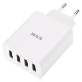 SSK SDC010 DUAL USB TRAVEL POWER CHARGER DOCK ADAPTER 2.4A QUICK CHARGE (WHITE)