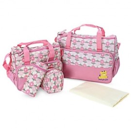 5PCS MUMMY HANDBAG DIAPER PAD BOTTLE HOLDER FOOD BAGS (PINK)