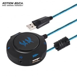 KOTION EACH S2 PLUG AND PLAY EXTERNAL USB SOUND CARD (BLUE)