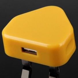 5V / 1A OUPUT USB2.0 POWER ADAPTER WITH UK PLUG FOR CELL PHONE - 100 - 240V (YELLOW)