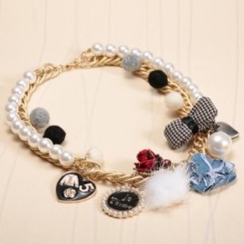 CUTE WOMEN'S FAUX PEARL FLOWER BOWKNOT HEART PENDANT NECKLACE (COLORMIX)