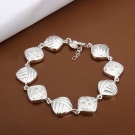 STYLISH CHIC WOMEN'S SQUARE BEADS SOLID COLOR BRACELET (SILVER)