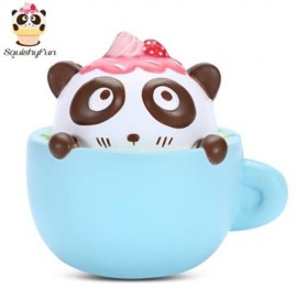 SQUISHYFUN PU SLOW RISING SIMULATE CUTE PANDA COFFEE CUP TOY (BLUE)