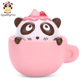 SQUISHYFUN PU SLOW RISING SIMULATE CUTE PANDA COFFEE CUP TOY (PINK)