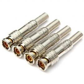 MULTIFUNCTIONAL DIY WATERMELON RIND PATTERN SOLDER TYPE BNC CABLE SOCKETS - 4PCS (SILVER)