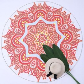 MANDALA PRINTED TAPESTRY ROUND BEACH THROW (ORANGE)