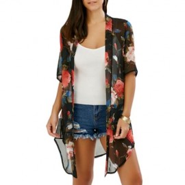 OPEN FRONT ALLOVER PRINT CHIFFON KIMONO (RED)