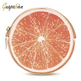 GUAPABIEN FUNNY WOMEN ZIPPER PU LEATHER FRUIT COIN PURSE (ORANGE)