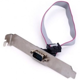 EP-079 RS232 SERIAL COM PORT DB-9 MALE TO 10 PIN IDC SOCKET CABLE WITH PCI BRACKET (GRAY)