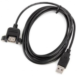 U2-020 2M USB2.0 MALE TO FEMALE EXTENSION CABLE WITH PANEL MOUNT SCREW (BLACK)