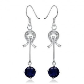PAIR OF STYLISH CHIC WOMEN'S RHINESTONE DRIP PENDANT EARRINGS (BLUE)