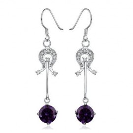 PAIR OF STYLISH CHIC WOMEN'S RHINESTONE DRIP PENDANT EARRINGS (PURPLE)