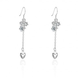 PAIR OF DELICATE WOMEN'S RHINESTONE INLAID FLORAL EARRINGS (WHITE)