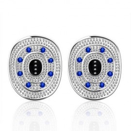 PAIR OF CHIC WOMEN'S BEAD EMBELLISHED EARRINGS (BLUE)
