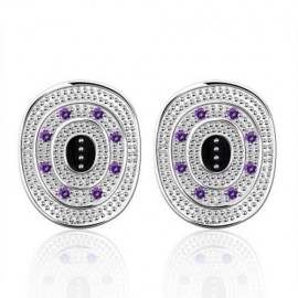 PAIR OF CHIC WOMEN'S BEAD EMBELLISHED EARRINGS (PURPLE)