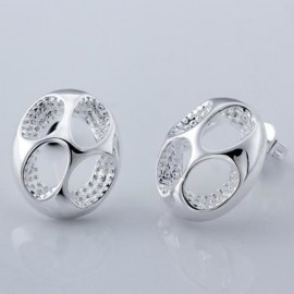 SWEET HOLLOW OUT OVAL EARRINGS FOR WOMEN (SILVER)
