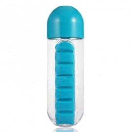 Outdoor Portable Water Bottle with Pill Case (BLUE)