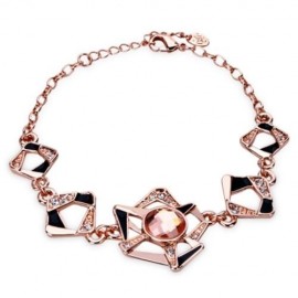 TRENDY GEOMETRIC RHINESTONE PLATED WOMEN BRACELET (GOLDEN)
