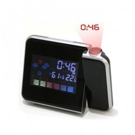 Digital Color Screen Projection Temperature Alarm Clock (BLACK)
