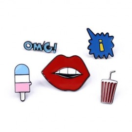 LIPS ICE CREAM DRINK OMG BROOCH SET (COLORMIX)