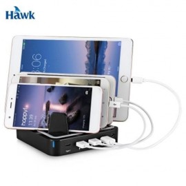 HAWK S400 36W POWER 3 USB PORTS TYPE-C CHARGING STATION (BLACK)