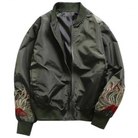 EMBROIDERY ZIP SOUVENIR JACKET (ARMY GREEN)