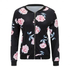 ZIP UP CARNATION PRINT JACKET (BLACK)