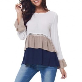 LAYERED FLOUNCE LACE INSERT LONG SLEEVE BLOUSE (WHITE)