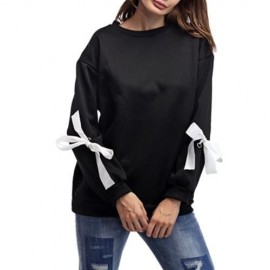 CREW NECK LACE UP BOWKNOT SWEATSHIRT (BLACK)