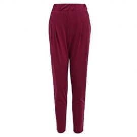 ELASTIC WAIST ANKLE LENGTH PLUS SIZE PENCIL PANTS (PURPLISH RED C5)