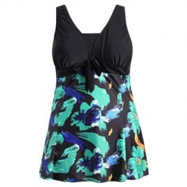 BOW TIED PLUS SIZE SKIRTED SWIMSUIT (COLORMIX)