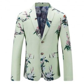 FLORAL PRINT SINGLE BREASTED BLAZER (LIGHT GREEN)