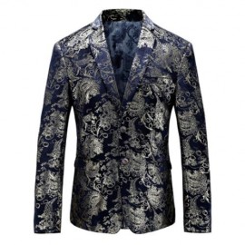 FLORAL GILDING SINGLE BREASTED BLAZER (PURPLISH BLUE)