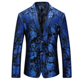 FLORAL GILDING SINGLE BREASTED BLAZER (ROYAL)
