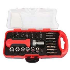 30pcs Ratchet Screwdriver Socket Combination Repair Tool (RED)