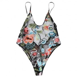FLORAL EMBROIDERED MESH SLIP TEDDY (BLACK)