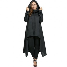 PLUS SIZE FUNNEL COLLAR MAXI ASYMMETRIC HOODIE (BLACK)