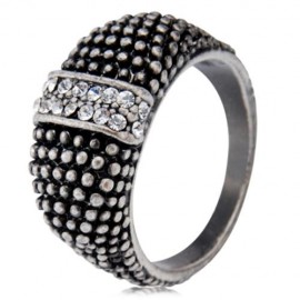 VINTAGE ANTIQUE SILVER RHINESTONE ALLOY WOMEN RING (SILVER)