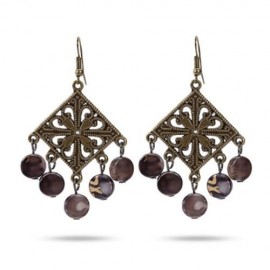 STYLISH BOHEMIAN HOLLOW OUT ALLOY WOMEN DROP EARRINGS (SMOKY GRAY)