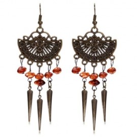 TRENDY BOHEMIAN FRINGED BEADS WOMEN DROP EARRINGS (BRIGHT ORANGE)