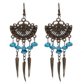 TRENDY BOHEMIAN FRINGED BEADS WOMEN DROP EARRINGS (LAKE BLUE)