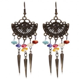 TRENDY BOHEMIAN FRINGED BEADS WOMEN DROP EARRINGS (COLORFUL)
