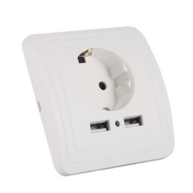 DUAL USB GERMAN STANDARD PLUG WALL SOCKET POWER OUTLET (WHITE) DUAL USB GERMAN STANDARD PLUG WALL SOCKET POWER OUTLET (WHITE)