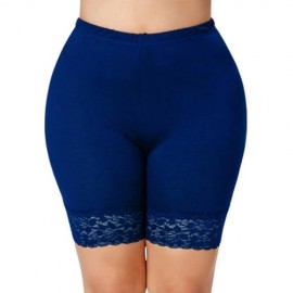 PLUS SIZE LACE INSERT SHORT LEGGINGS (BLUE)