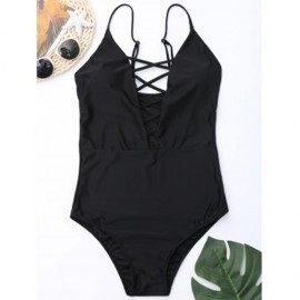 CRISS CROSS ONE PIECE SWIMSUIT (BLACK)