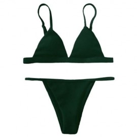 SPAGHETTI STRAP HIGH CUT BIKINI SET (BLACKISH GREEN)