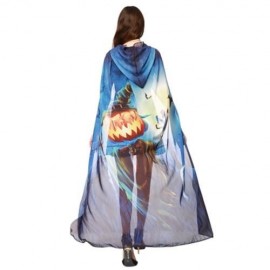 CHIFFON HALLOWEEN WITCH ELEMENT FESTIVAL HOODED CAPE (BLUE)
