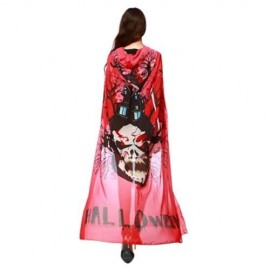 CHIFFON HALLOWEEN WITCH ELEMENT FESTIVAL HOODED CAPE (BRIGHT RED)