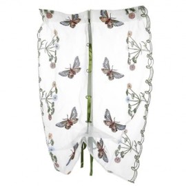 EMBROIDERED ROMAN SHADE TIE-UP WINDOW CURTAIN PASTORAL STYLE 80 X 100CM (BLUE)